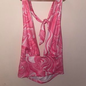Pink marble halter top